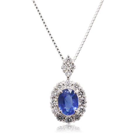 ０．４ｃｔ）プラチナコーンフラワーブルーサファイアペンダント