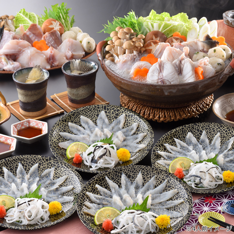 【訳あり】２人前　刺身と鍋が楽しめる　国産とらふぐ会席セット