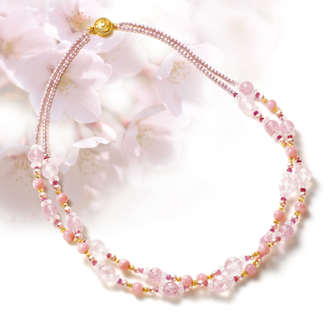 ＜桜霞＞天然宝石のネックレス