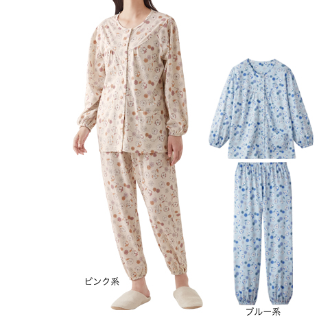 ＜セルヴァン＞綿１００％　着替え楽らくゆったりパジャマ