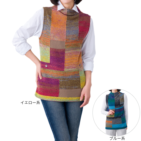 パッチワーク風ニットベスト