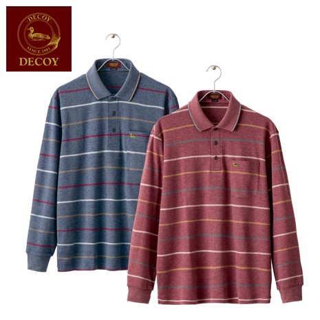 ＜ＤＥＣＯＹ＞ボーダー柄長袖ポロシャツ同サイズ２色組