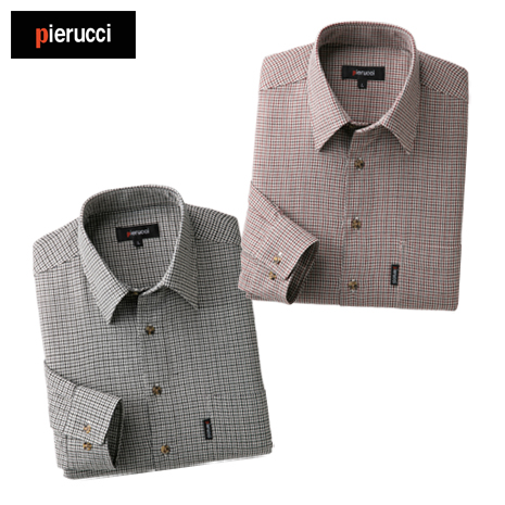＜ピエルッチ＞ウール入り千鳥格子柄シャツ　同サイズ２色組