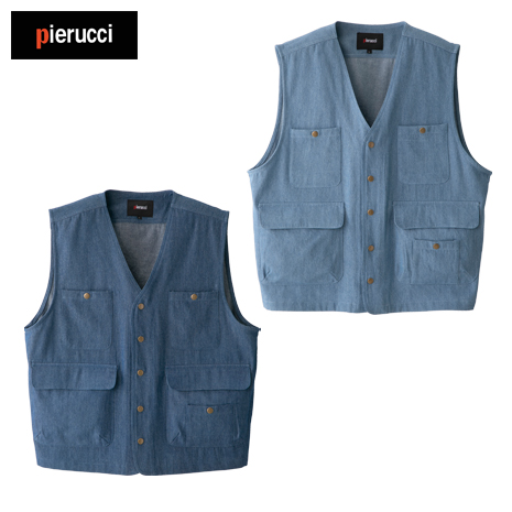 ＜ピエルッチ＞５ポケットデニムベスト　同サイズ２色組