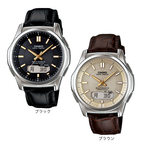 （紳士）＜カシオ＞ソーラー電波腕時計　革ベルト