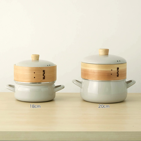 １８ｃｍ・せいろ１段）＜富士ホーロー＞せいろ付きホーロー鍋