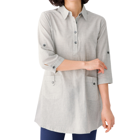 先染めボーダーブラウス