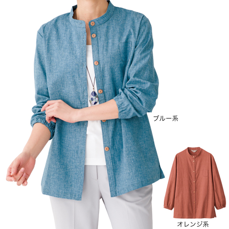 遠州染バンドカラーブラウス