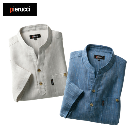 ＜ピエルッチ＞７分袖スラブシャツ　同サイズ２色組