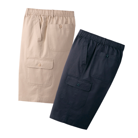 綿１００％カーゴハーフパンツ　同サイズ２色組