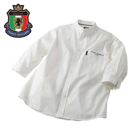 ＜フランコ・コレツィオーニ＞バンドカラー７分袖シャツ