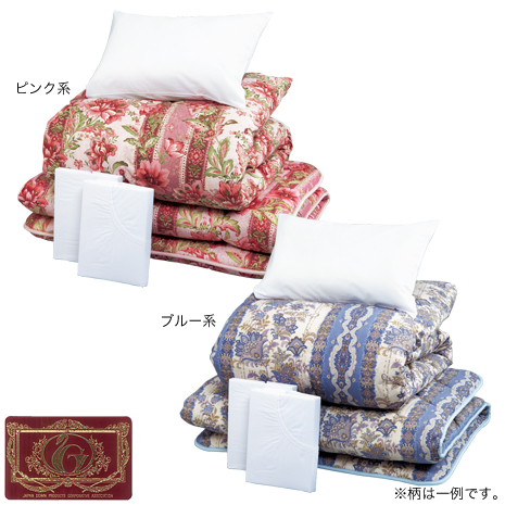 （柄任せ）ハンガリー産羽毛布団スペシャル寝具６点セット