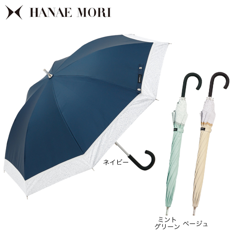（ショート傘・裾線画柄）＜ハナエモリ＞遮光遮熱晴雨兼用傘