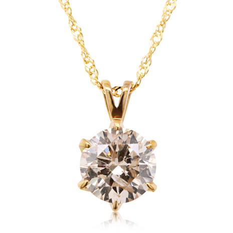 オール純金　１．２ｃｔ１粒石ダイヤモンドペンダント