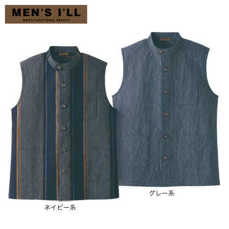 ＜ＭＥＮ’Ｓ　Ｉ’ＬＬ＞日本製　亀田縞スタンド襟ベスト