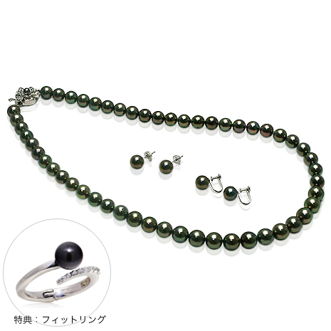 ４２ｃｍ）７．５－８ｍｍあこや黒真珠のネックレスセット特典付
