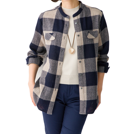 ブロックチェック柄ブラウス