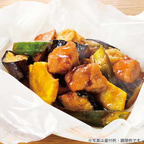 紙包み　やわらか鶏唐揚げと３種野菜の甘酢ソース