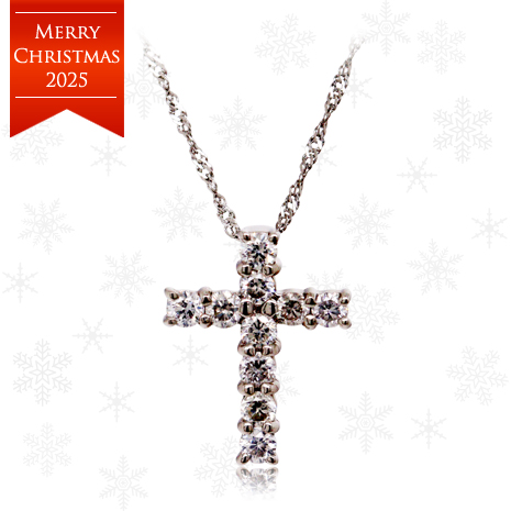 純プラチナ台０．２ｃｔダイヤモンドクロスペンダント