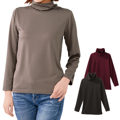 ＜セルヴァン＞裏起毛あたたかタートルネック　同サイズ３色組