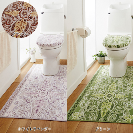 ８０×１４５ｃｍ）モダンオーナメント抗菌防臭加工トイレマット