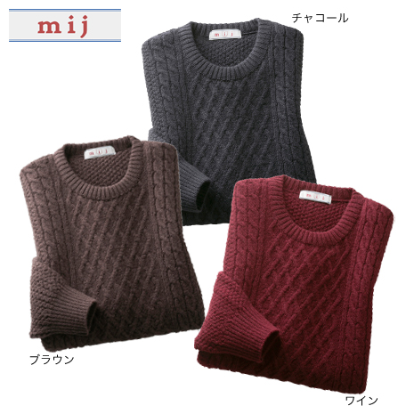 ＜エムアイジェイ＞日本製ウール１００％クルーネックセーター
