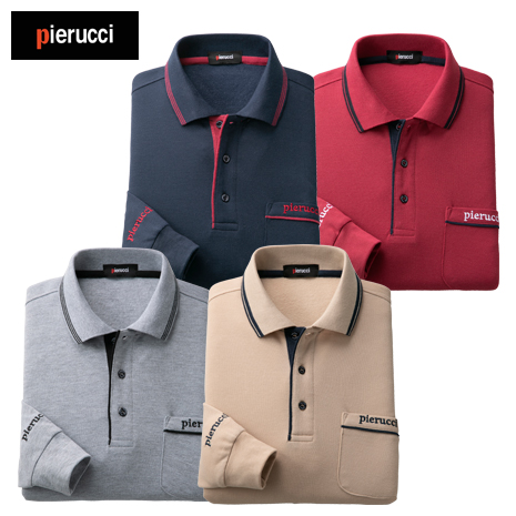 ＜ピエルッチ＞裏起毛長袖ポロシャツ　同サイズ４色組